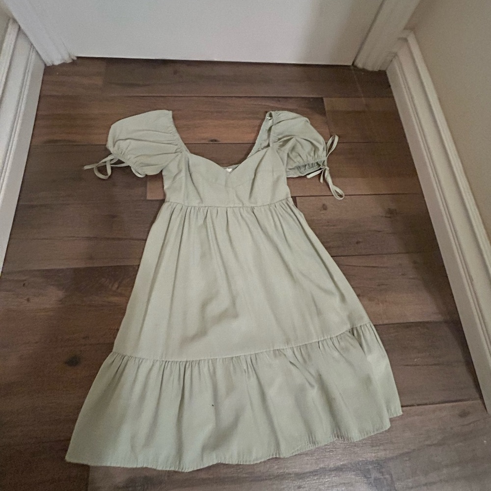 Nectar Green Puff Sleeve Babydoll Dress Small